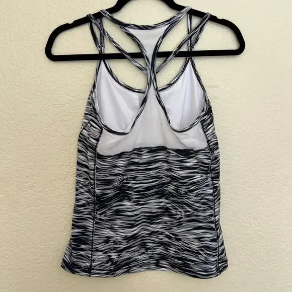 Alo Yoga Strappy Racerback Tank Top Black White Print Size Large - Picture 3 of 11